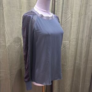 Geren Ford 100% silk  Long Sleeve  beaded detailed Blouse, S